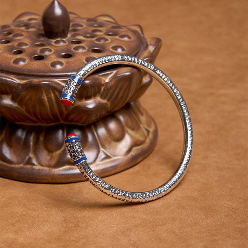 Wear FengShui Heart Sutra Carved Copper Coins Healing Bracelet Bangle