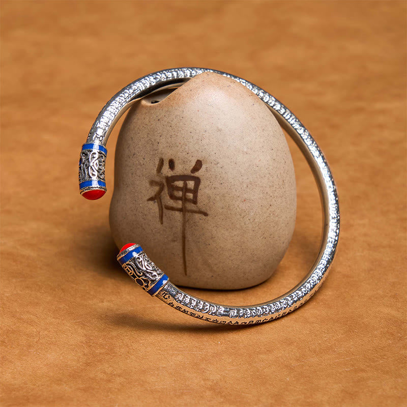 Wear FengShui Heart Sutra Carved Copper Coins Healing Bracelet Bangle