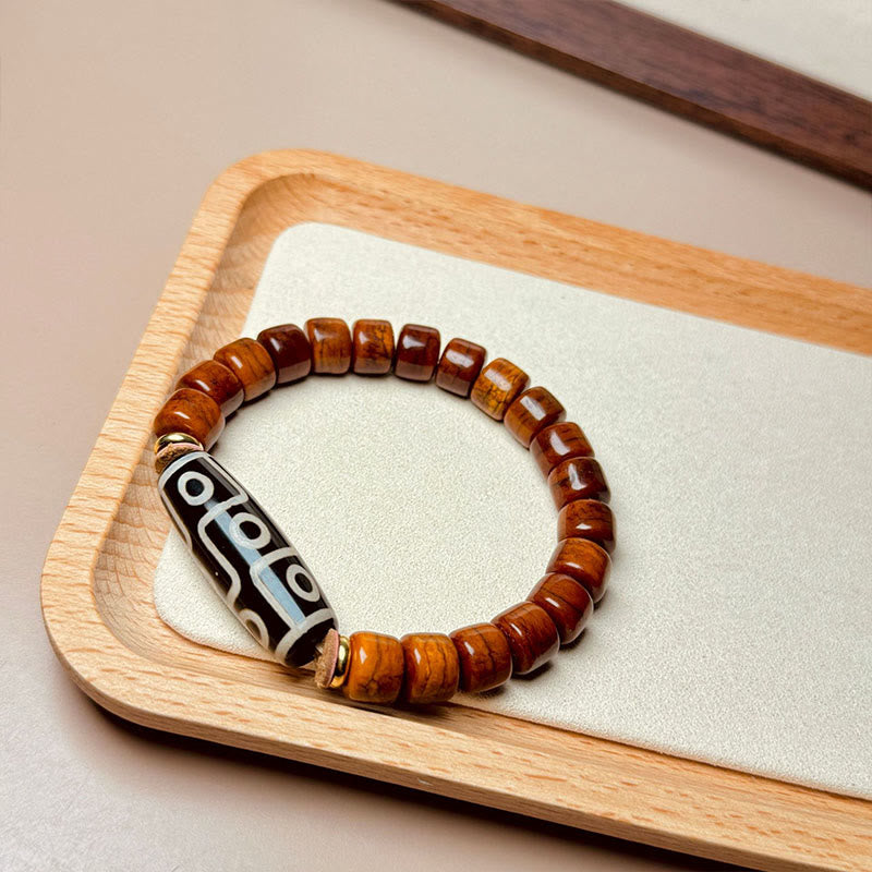 Wear FengShui Tibetan Bone Beads Nine-Eye Dzi Bead Protection Bracelet
