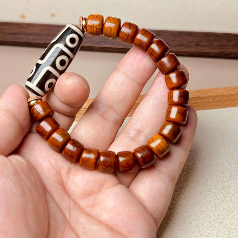 Wear FengShui Tibetan Bone Beads Nine-Eye Dzi Bead Protection Bracelet