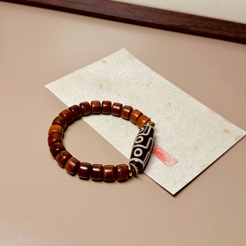 Wear FengShui Tibetan Bone Beads Nine-Eye Dzi Bead Protection Bracelet
