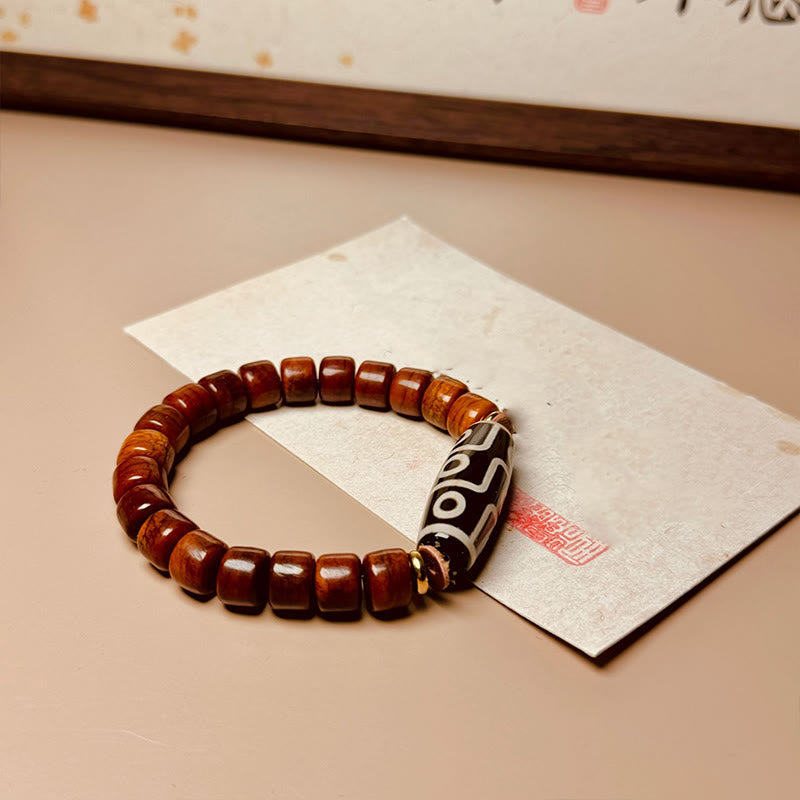 Wear FengShui Tibetan Bone Beads Nine-Eye Dzi Bead Protection Bracelet
