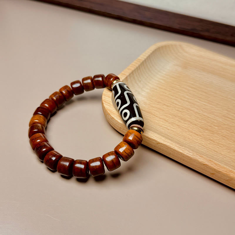 Wear FengShui Tibetan Bone Beads Nine-Eye Dzi Bead Protection Bracelet