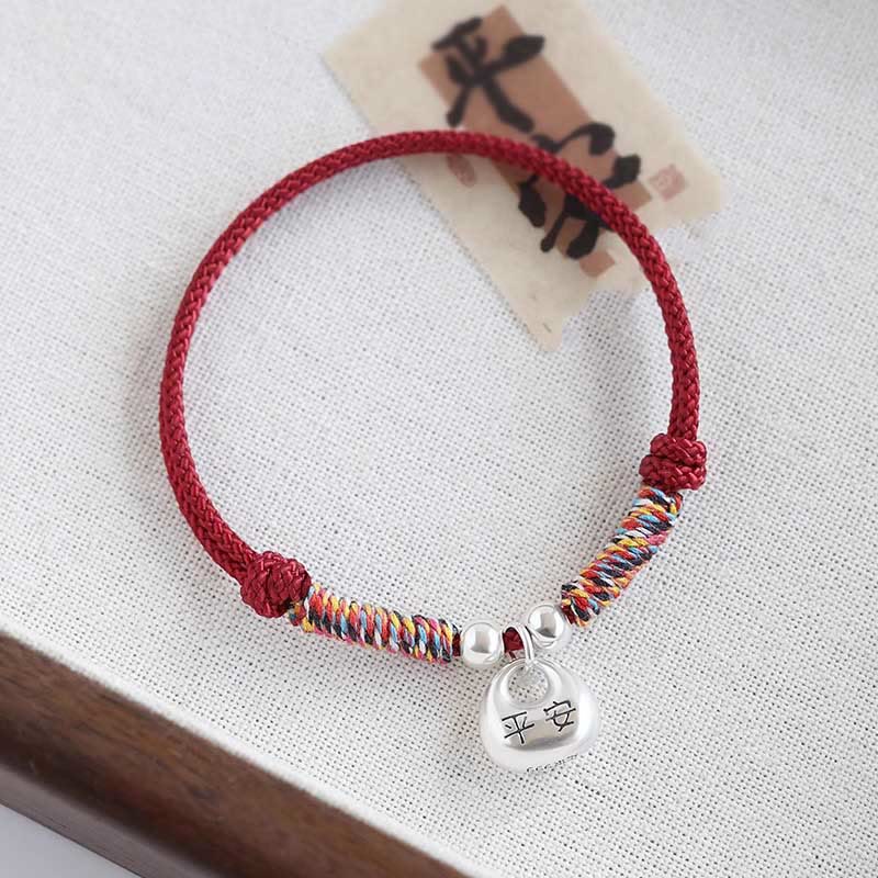 Wear FengShui Handmade 925 Sterling Silver Fu Character Safe And Well Luck Braided Bracelet