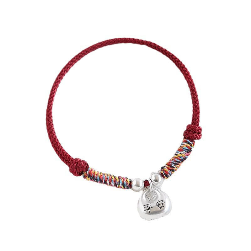 Wear FengShui Handmade 925 Sterling Silver Fu Character Safe And Well Luck Braided Bracelet