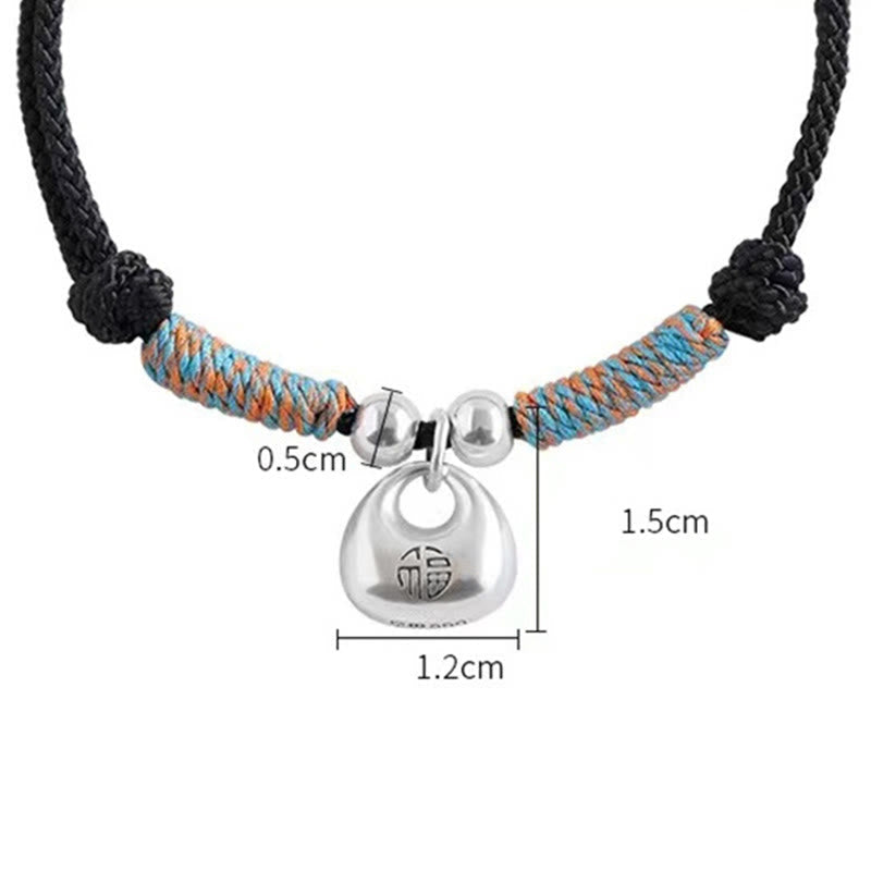 Wear FengShui Handmade 925 Sterling Silver Fu Character Safe And Well Luck Braided Bracelet