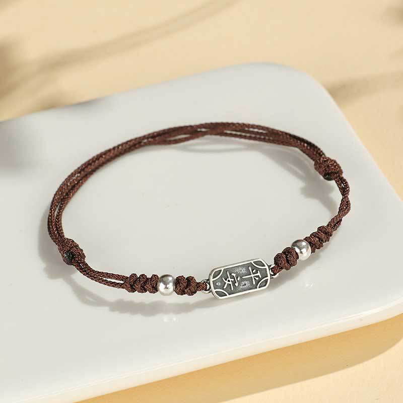 Wear FengShui Handmade 925 Sterling Silver Peace And Joy Safe Well Protection Braided Bracelet