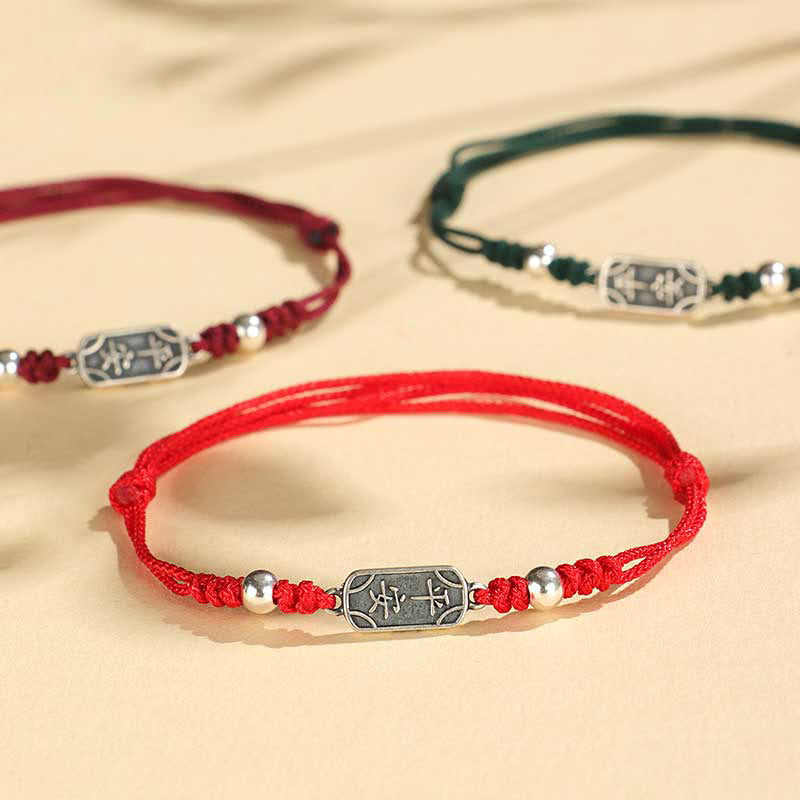 Wear FengShui Handmade 925 Sterling Silver Peace And Joy Safe Well Protection Braided Bracelet