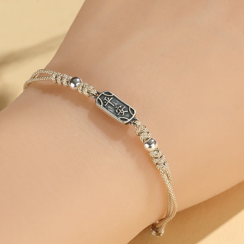 Wear FengShui Handmade 925 Sterling Silver Peace And Joy Safe Well Protection Braided Bracelet