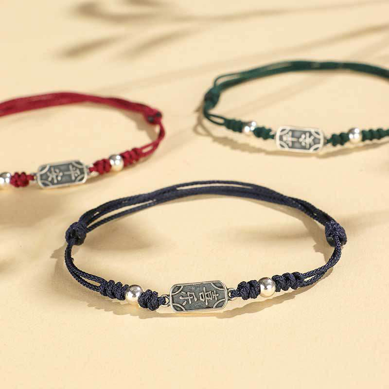Wear FengShui Handmade 925 Sterling Silver Peace And Joy Safe Well Protection Braided Bracelet