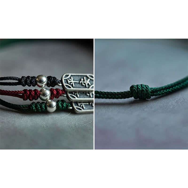 Wear FengShui Handmade 925 Sterling Silver Peace And Joy Safe Well Protection Braided Bracelet