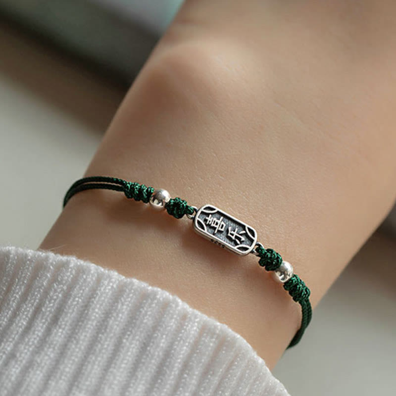 Wear FengShui Handmade 925 Sterling Silver Peace And Joy Safe Well Protection Braided Bracelet