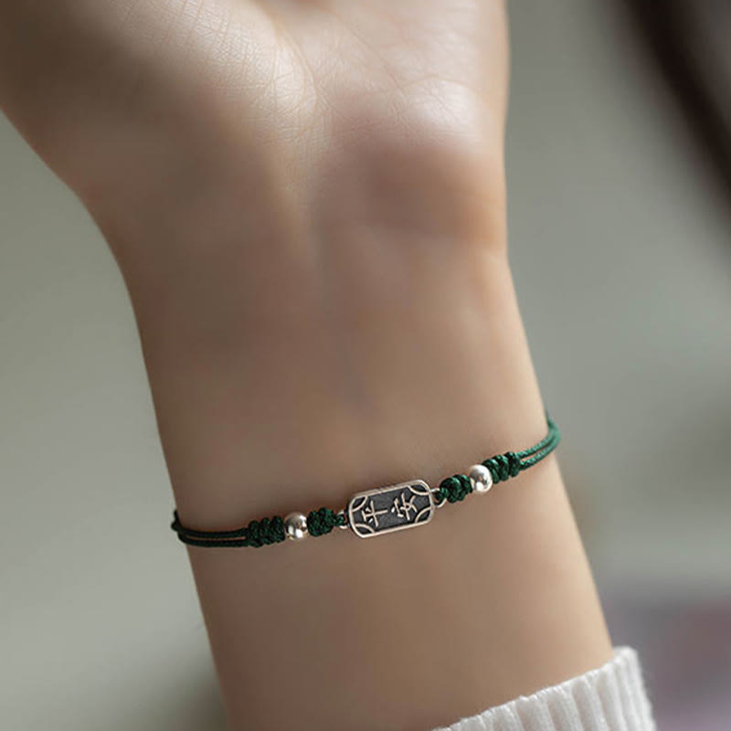 Wear FengShui Handmade 925 Sterling Silver Peace And Joy Safe Well Protection Braided Bracelet