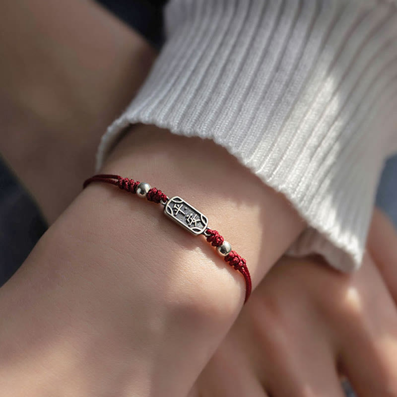 Wear FengShui Handmade 925 Sterling Silver Peace And Joy Safe Well Protection Braided Bracelet