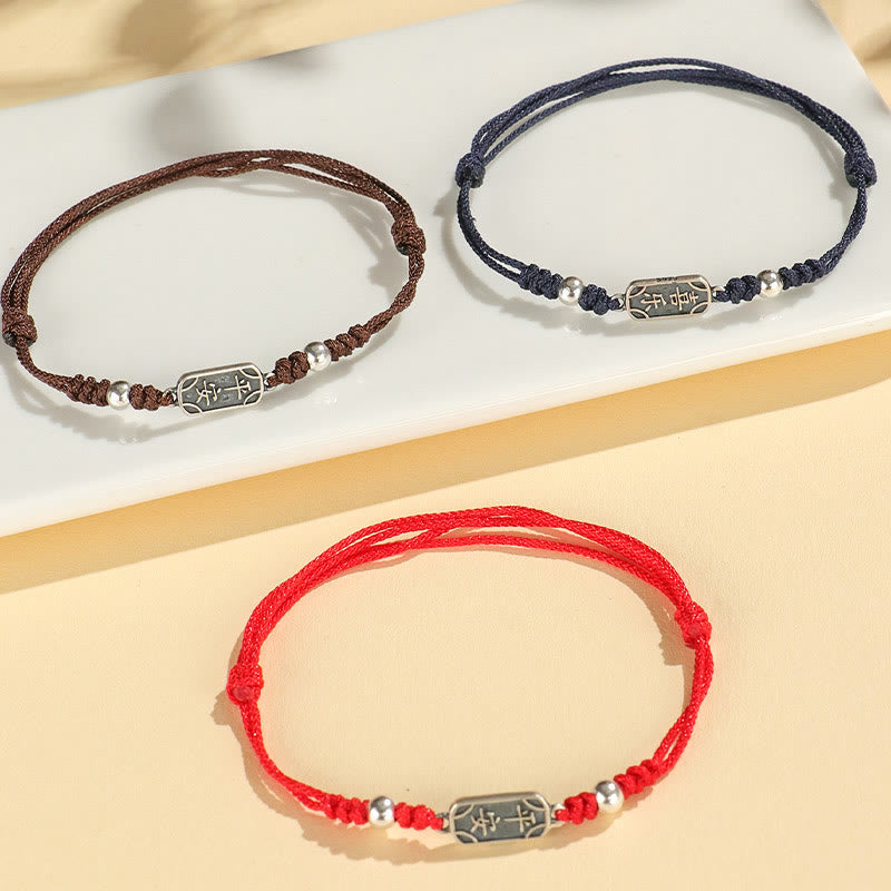 Wear FengShui Handmade 925 Sterling Silver Peace And Joy Safe Well Protection Braided Bracelet