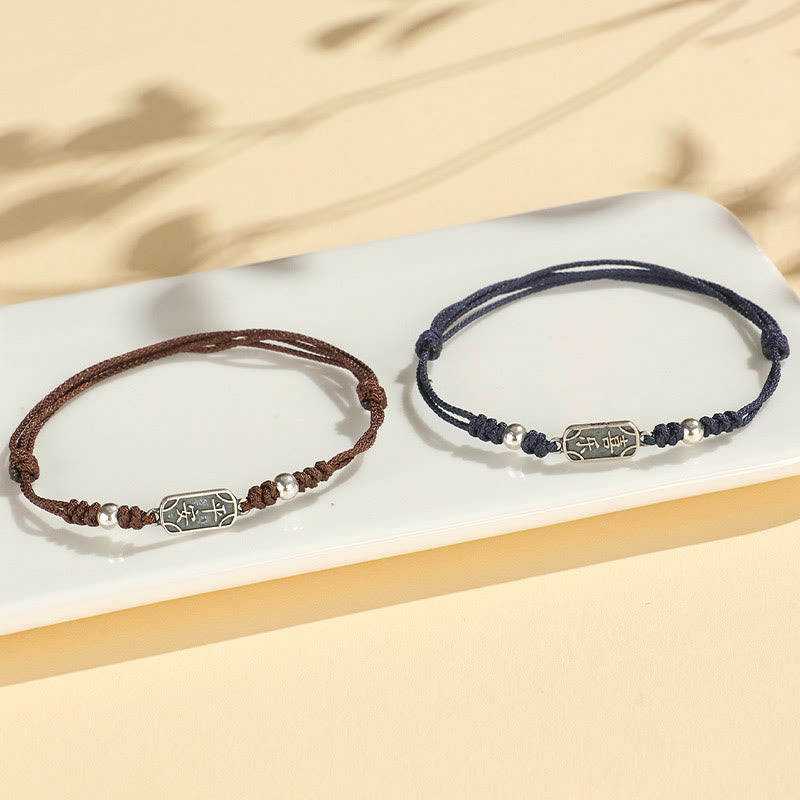 Wear FengShui Handmade 925 Sterling Silver Peace And Joy Safe Well Protection Braided Bracelet