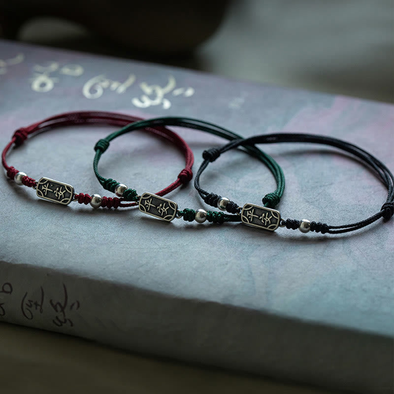 Wear FengShui Handmade 925 Sterling Silver Peace And Joy Safe Well Protection Braided Bracelet
