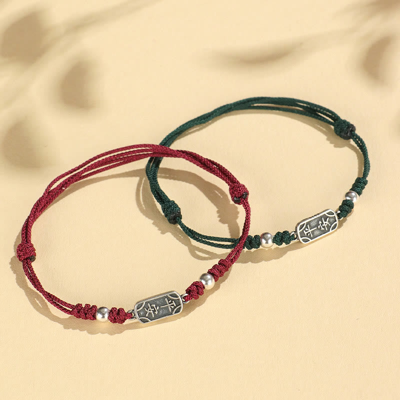 Wear FengShui Handmade 925 Sterling Silver Peace And Joy Safe Well Protection Braided Bracelet