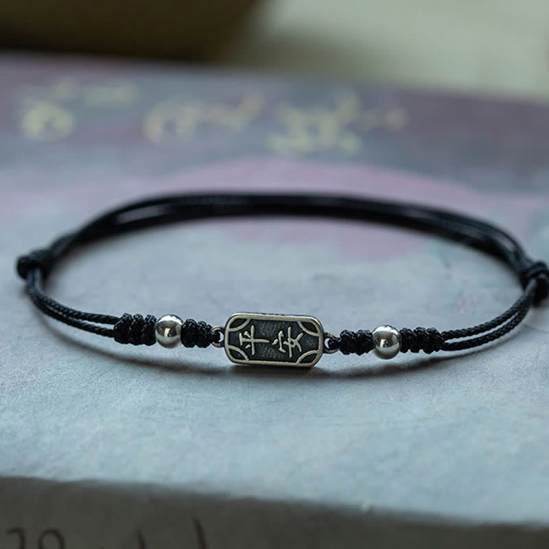 Wear FengShui Handmade 925 Sterling Silver Peace And Joy Safe Well Protection Braided Bracelet