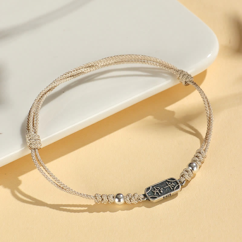 Wear FengShui Handmade 925 Sterling Silver Peace And Joy Safe Well Protection Braided Bracelet