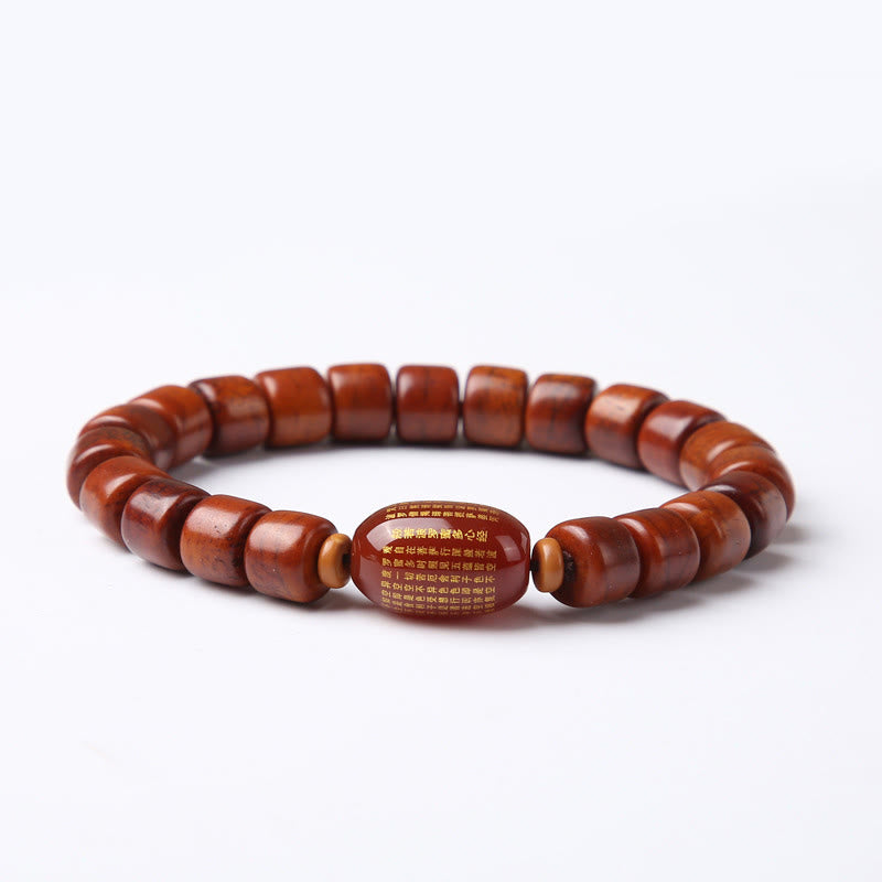 Wear FengShui Tibetan Bone Beads Three-Eyed Dzi Bead Sheep Horn Red Agate Strength Bracelet