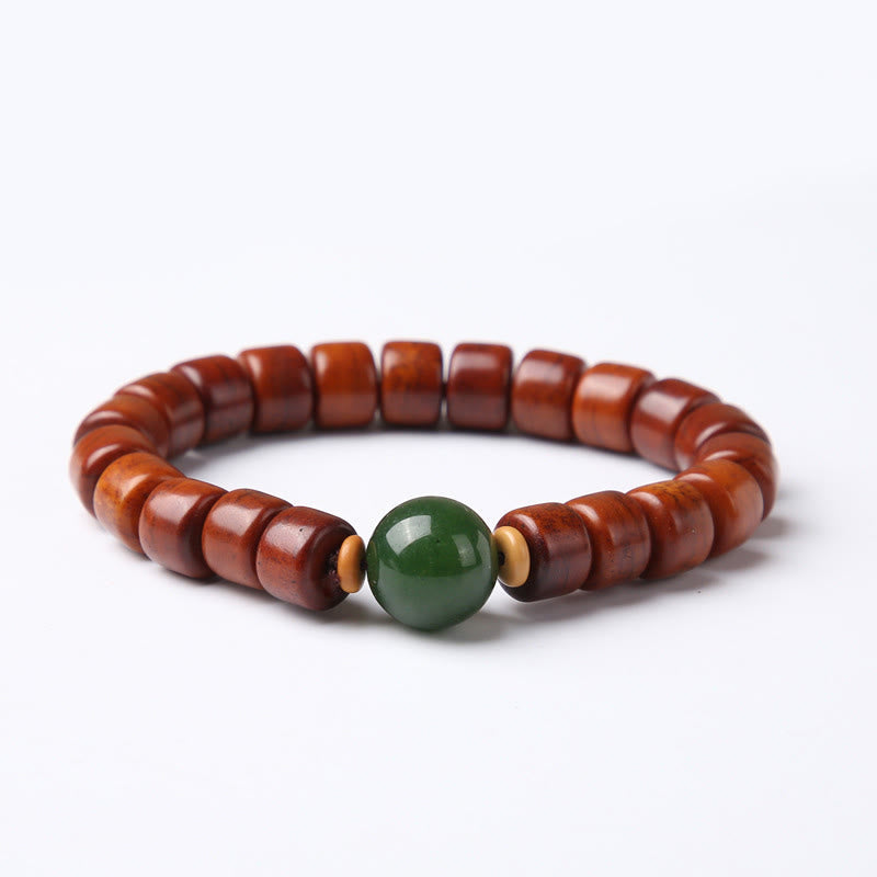 Wear FengShui Tibetan Bone Beads Three-Eyed Dzi Bead Sheep Horn Red Agate Strength Bracelet