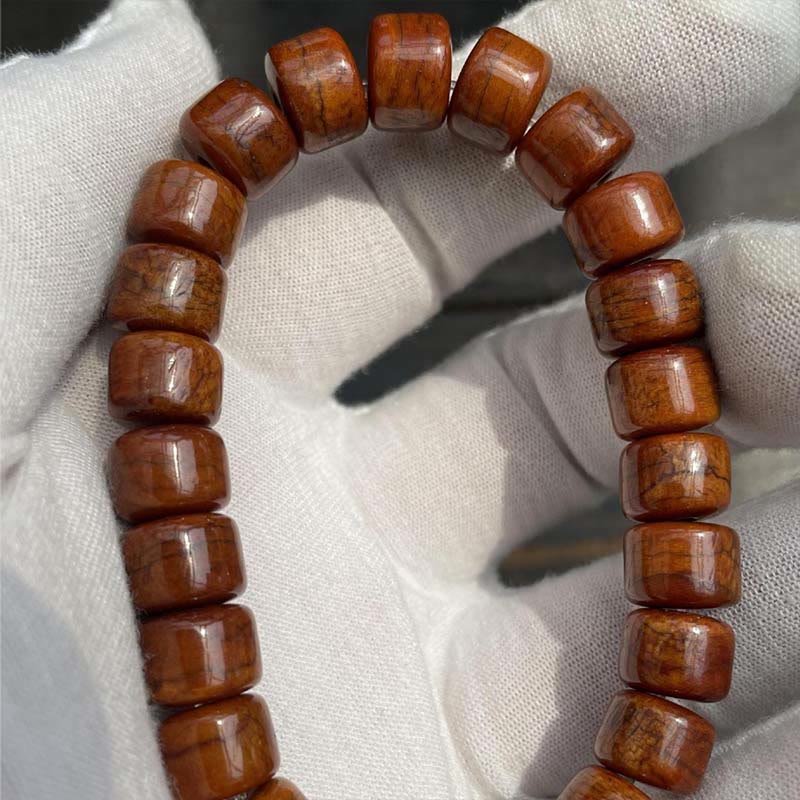 Wear FengShui Tibetan Bone Beads Three-Eyed Dzi Bead Sheep Horn Red Agate Strength Bracelet