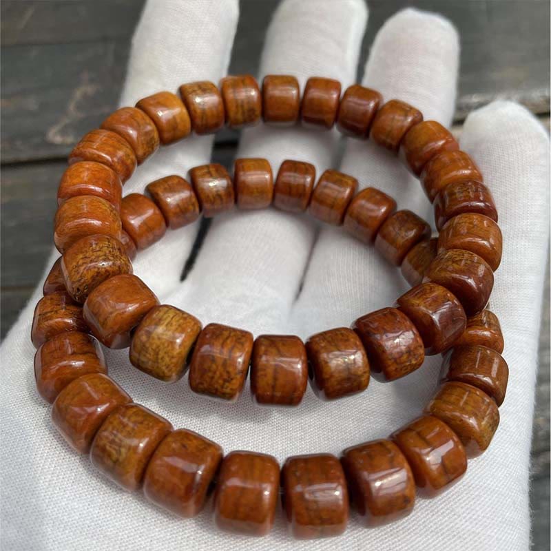 Wear FengShui Tibetan Bone Beads Three-Eyed Dzi Bead Sheep Horn Red Agate Strength Bracelet