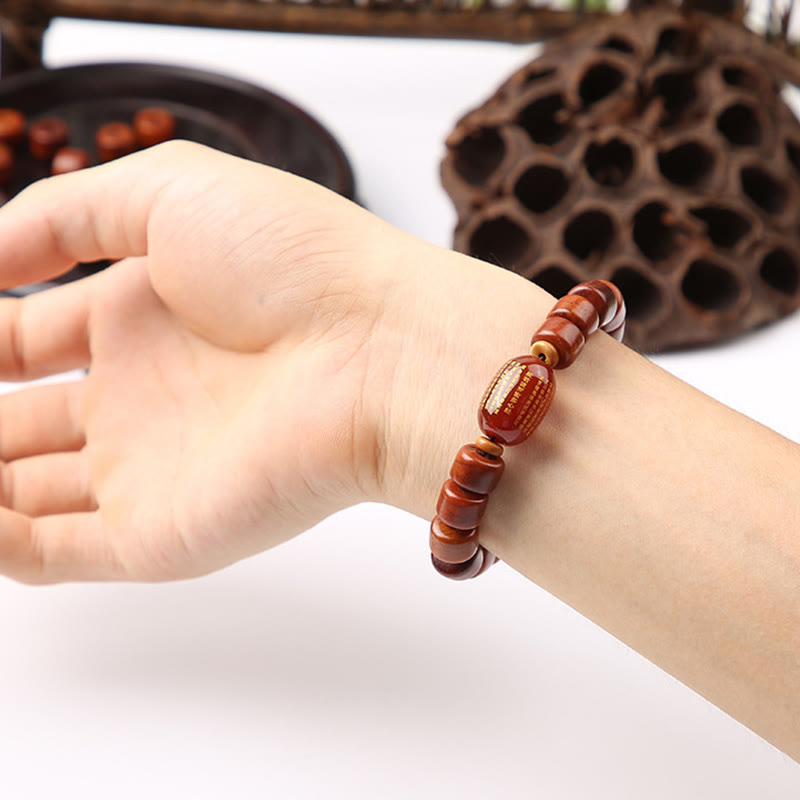 Wear FengShui Tibetan Bone Beads Three-Eyed Dzi Bead Sheep Horn Red Agate Strength Bracelet