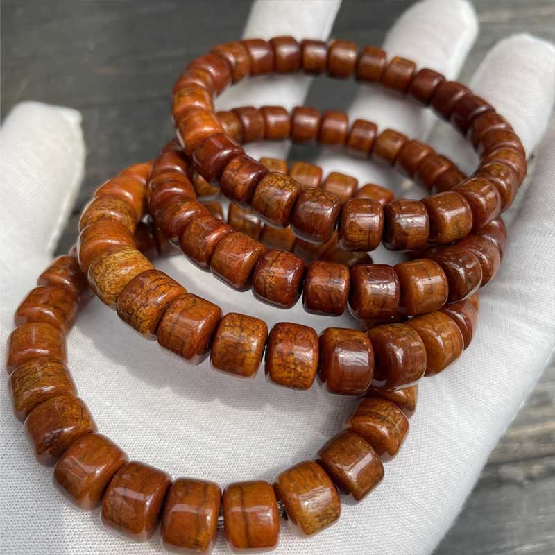 Wear FengShui Tibetan Bone Beads Three-Eyed Dzi Bead Sheep Horn Red Agate Strength Bracelet