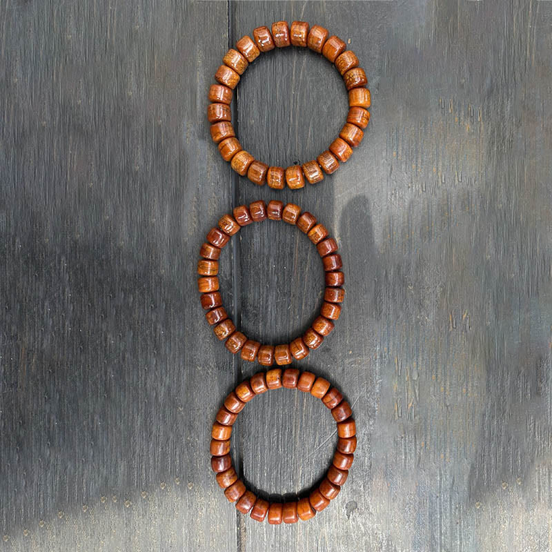 Wear FengShui Tibetan Bone Beads Three-Eyed Dzi Bead Sheep Horn Red Agate Strength Bracelet