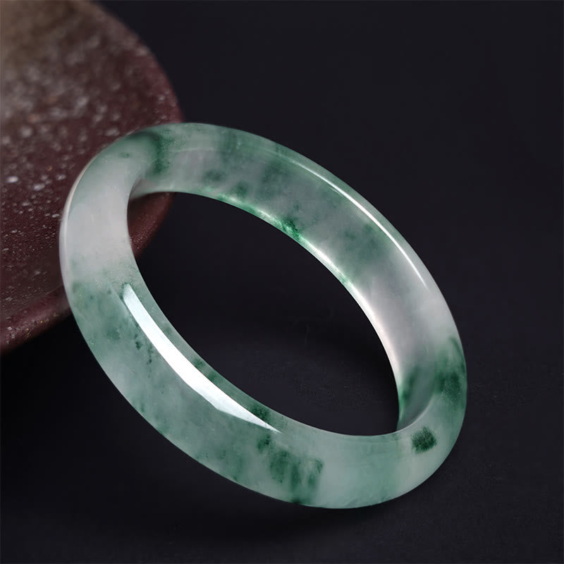 Wear FengShui Natural Jade Floating Flower Luck Bracelet Bangle
