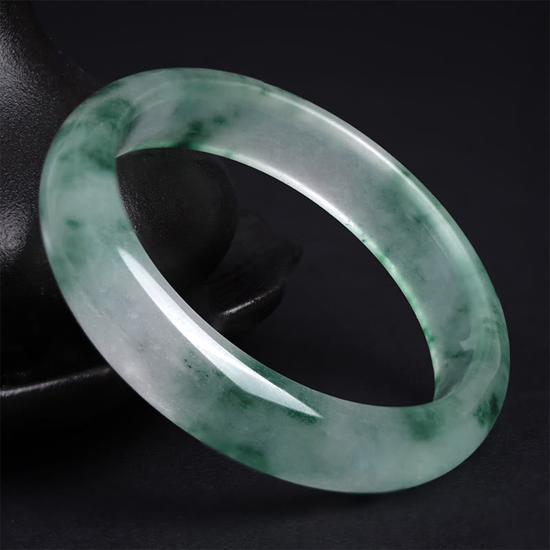 Wear FengShui Natural Jade Floating Flower Luck Bracelet Bangle