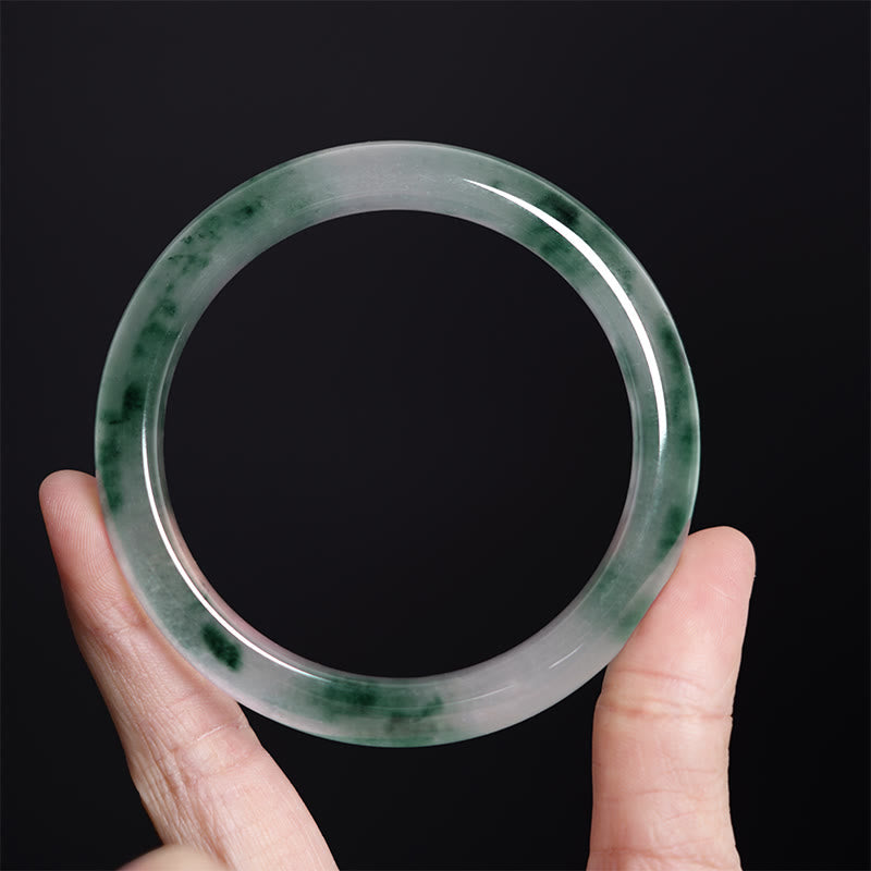 Wear FengShui Natural Jade Floating Flower Luck Bracelet Bangle