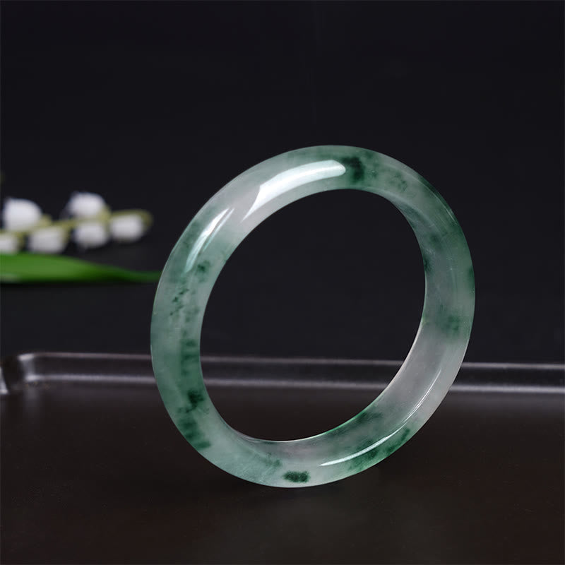 Wear FengShui Natural Jade Floating Flower Luck Bracelet Bangle
