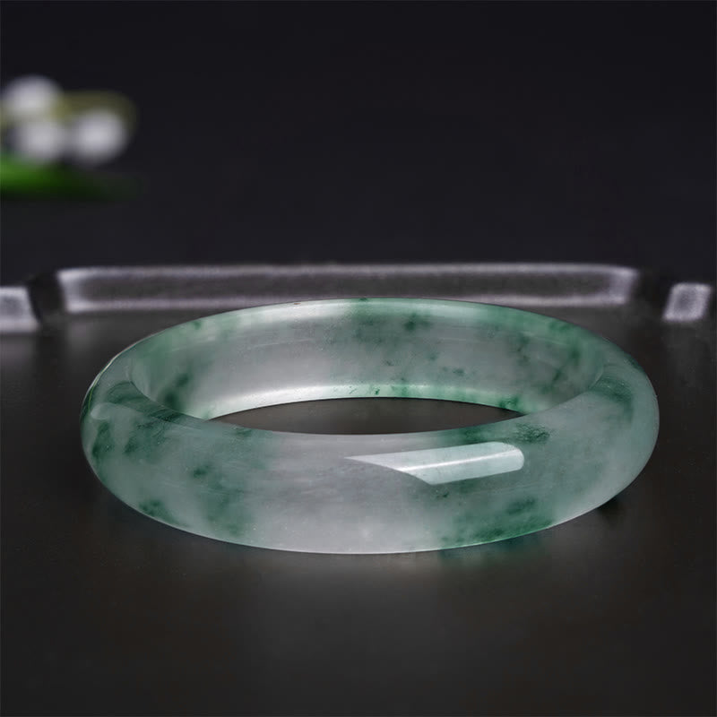 Wear FengShui Natural Jade Floating Flower Luck Bracelet Bangle
