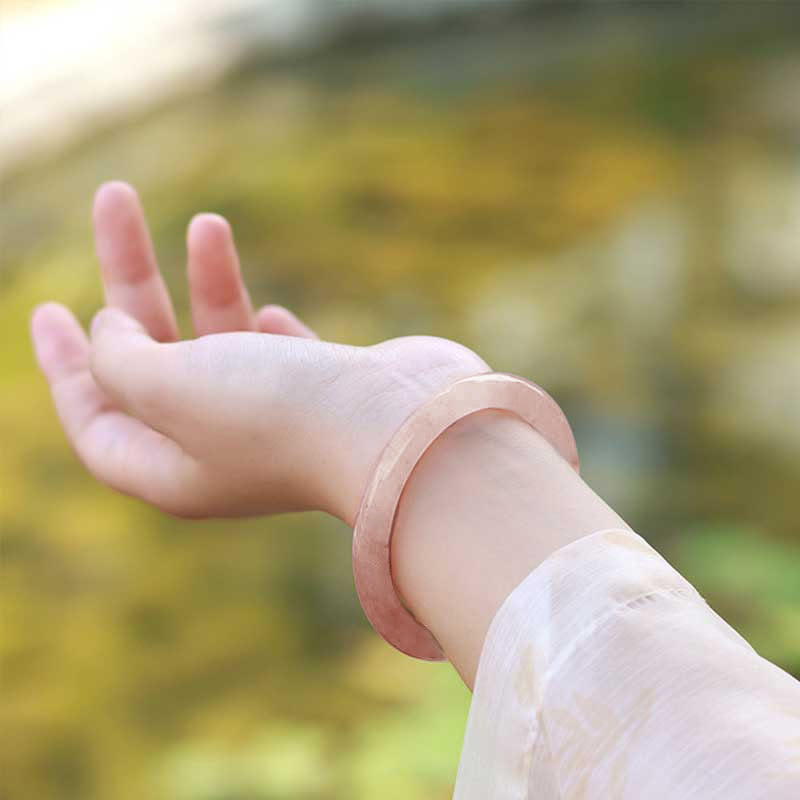 Wear FengShui Pink Golden Silk Jade Wealth Luck Bracelet Bangle