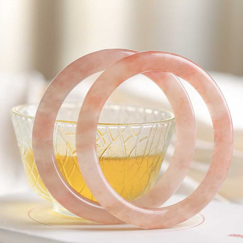 Wear FengShui Pink Golden Silk Jade Wealth Luck Bracelet Bangle