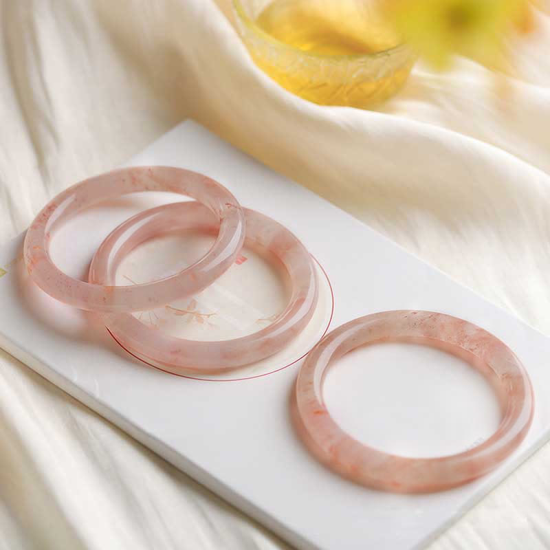 Wear FengShui Pink Golden Silk Jade Wealth Luck Bracelet Bangle