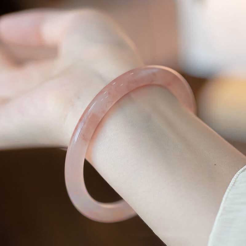 Wear FengShui Pink Golden Silk Jade Wealth Luck Bracelet Bangle
