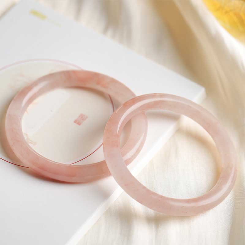 Wear FengShui Pink Golden Silk Jade Wealth Luck Bracelet Bangle