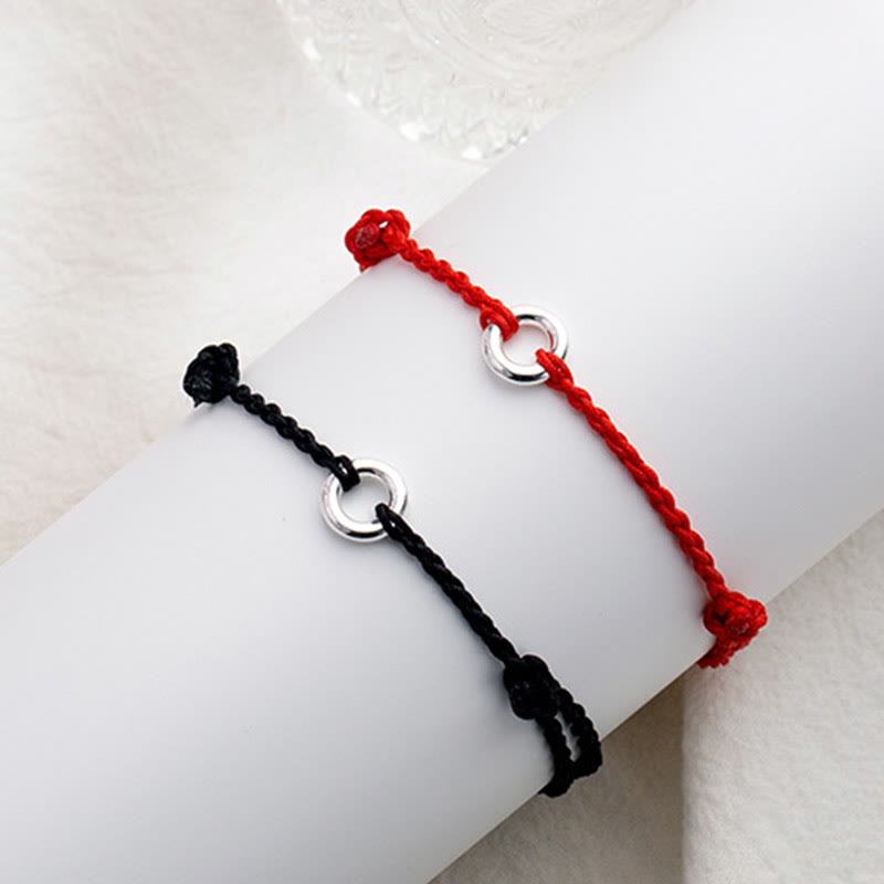 Wear FengShui 925 Sterling Silver Peace Buckle Luck String Braid Rope Anklet
