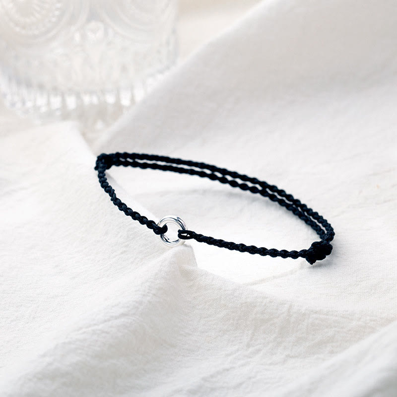 Wear FengShui 925 Sterling Silver Peace Buckle Luck String Braid Rope Anklet