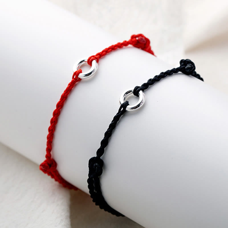 Wear FengShui 925 Sterling Silver Peace Buckle Luck String Braid Rope Anklet