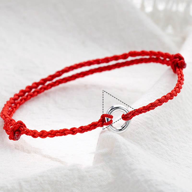 Wear FengShui 925 Sterling Silver Peace Buckle Luck String Braid Rope Anklet