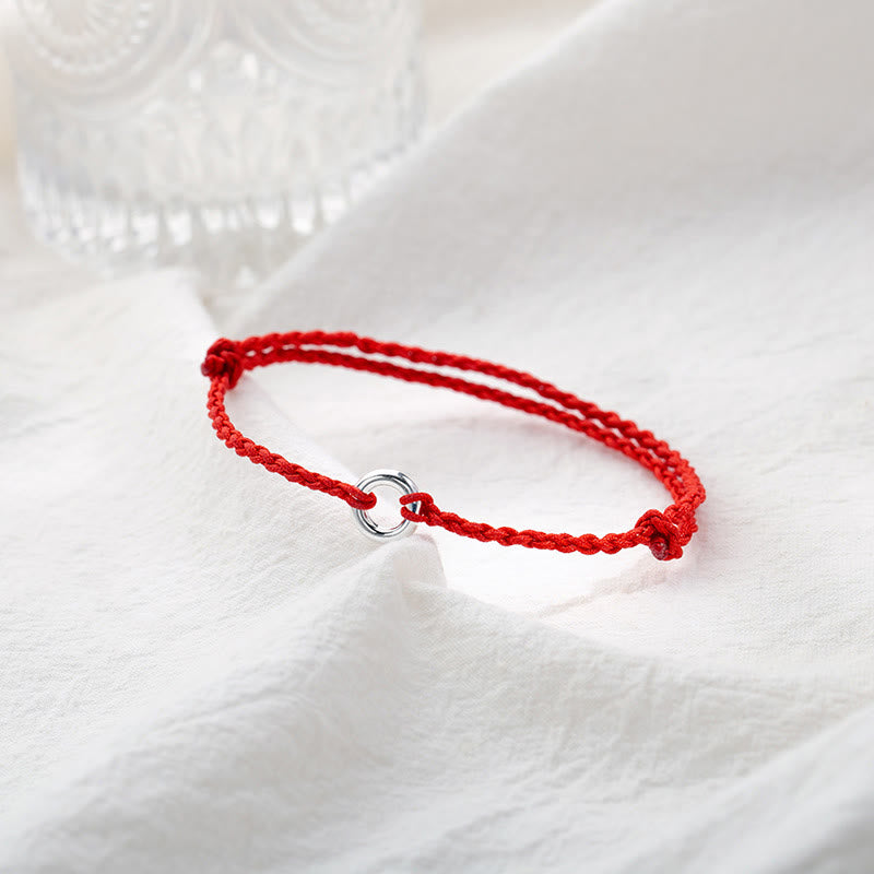 Wear FengShui 925 Sterling Silver Peace Buckle Luck String Braid Rope Anklet