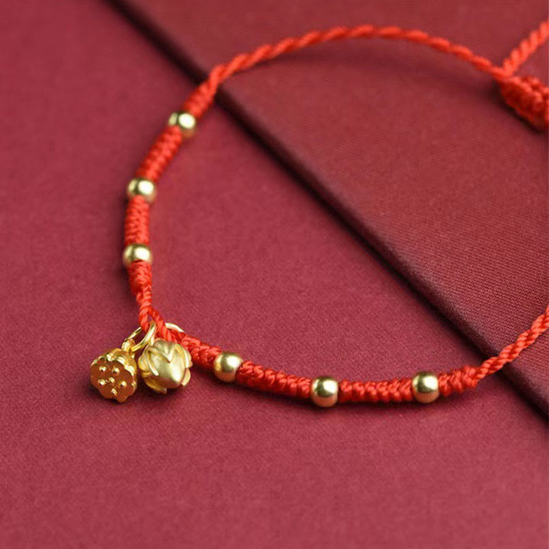 Wear FengShui Lotus Pod Charm Luck String Rope Anklet