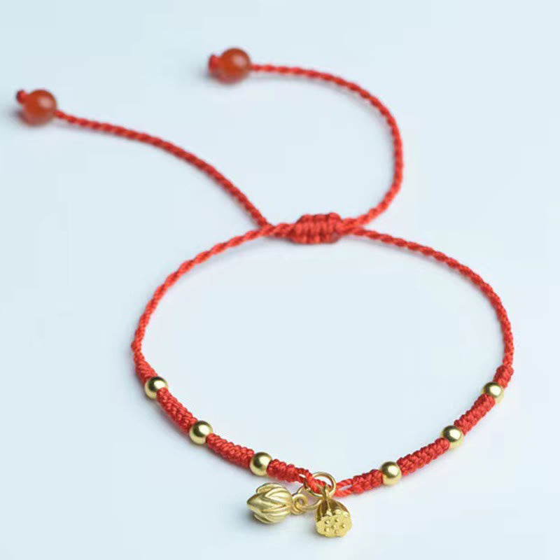 Wear FengShui Lotus Pod Charm Luck String Rope Anklet
