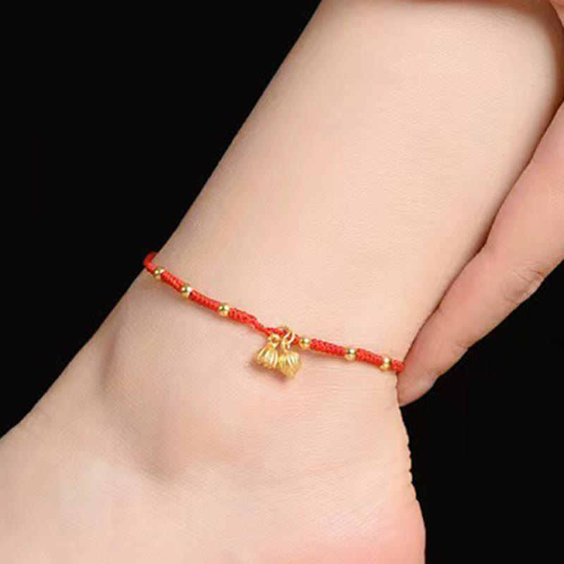 Wear FengShui Lotus Pod Charm Luck String Rope Anklet