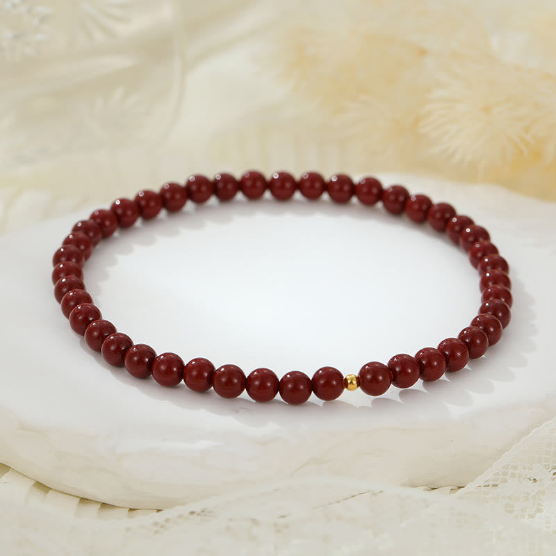 Wear FengShui 925 Sterling Silver Cinnabar Beads Blessing Anklet